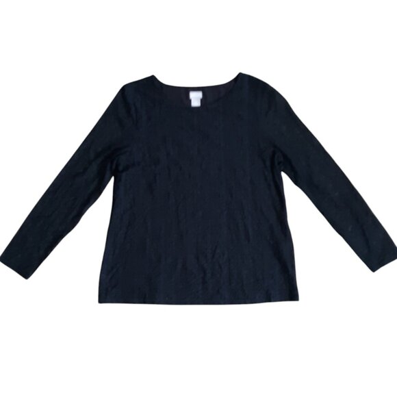 Chico's Black Lace Blouse Dressy Whimsygoth Long Sheer Lace Sleeves  Size Large - Picture 6 of 10